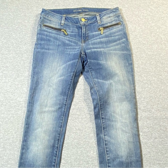 Michael Kors Jeans Womens 4 Blue Izzy Skinny Low Rise Zip Pocket Stretch Denim - Picture 2 of 16